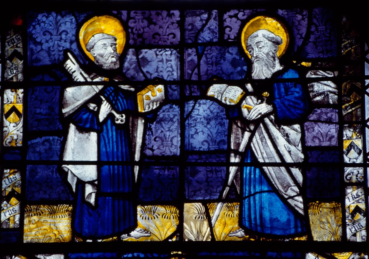 St Peter og St Paul, glassmalerier fra Priory Church, Le Bourget du Lac, Savoy, Frankrike av Benjamin Baud