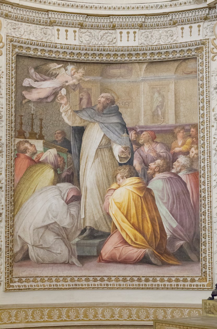 St. Peter, martyren, jager djevlene bort med verten, en del av historiene om St. Peter, martyren av Unbekannter Künstler