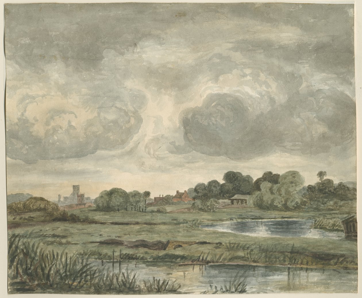 Stafford - Fjernsyn fra øst: akvarellmaleri, nd [?1800-tallet] av Unbekannt