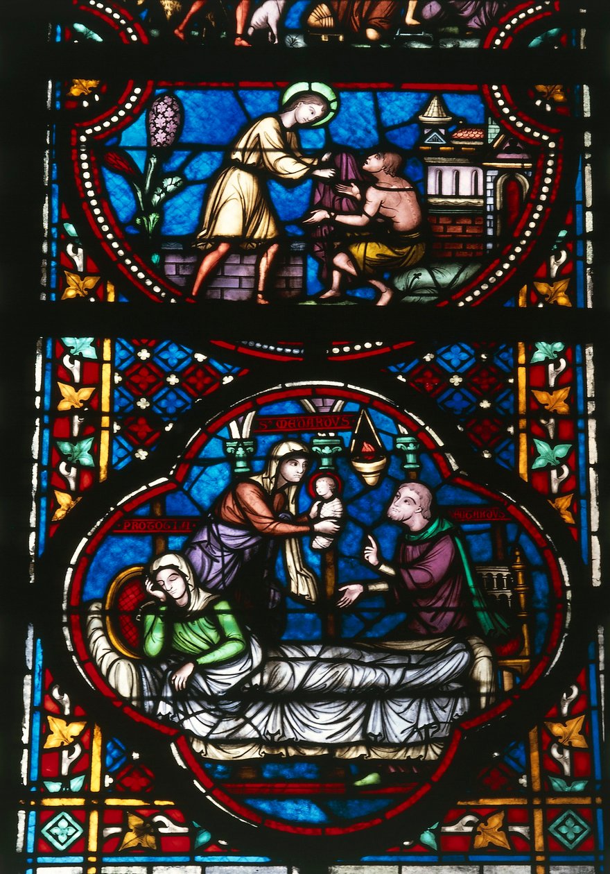 Glassmaleri fra katedralen Notre Dame i Tournai, Belgia (farget glass) av Unbekannter Künstler