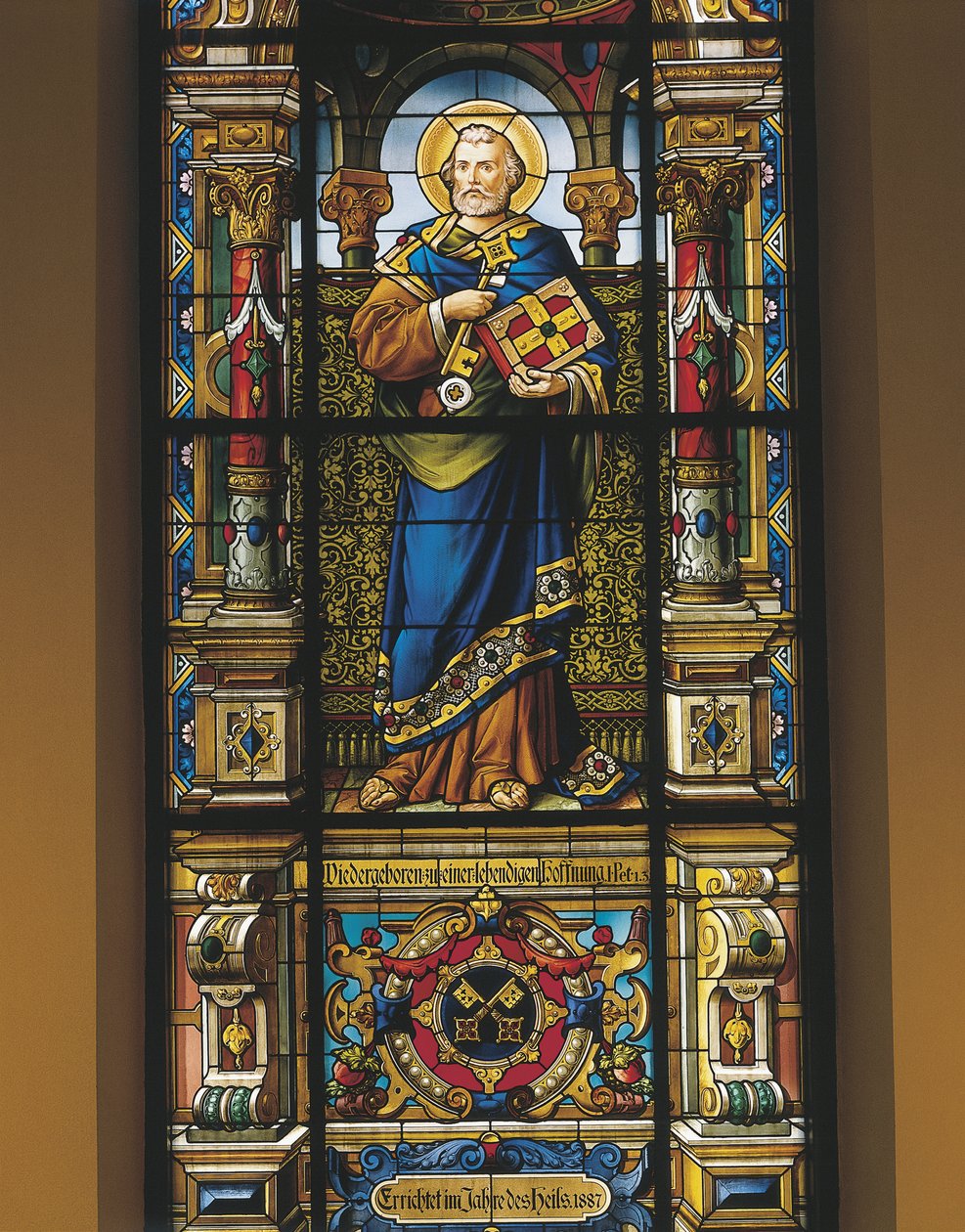 Glassmaleri av St. Peter, Stockholm, Sverige av William M. Timlin