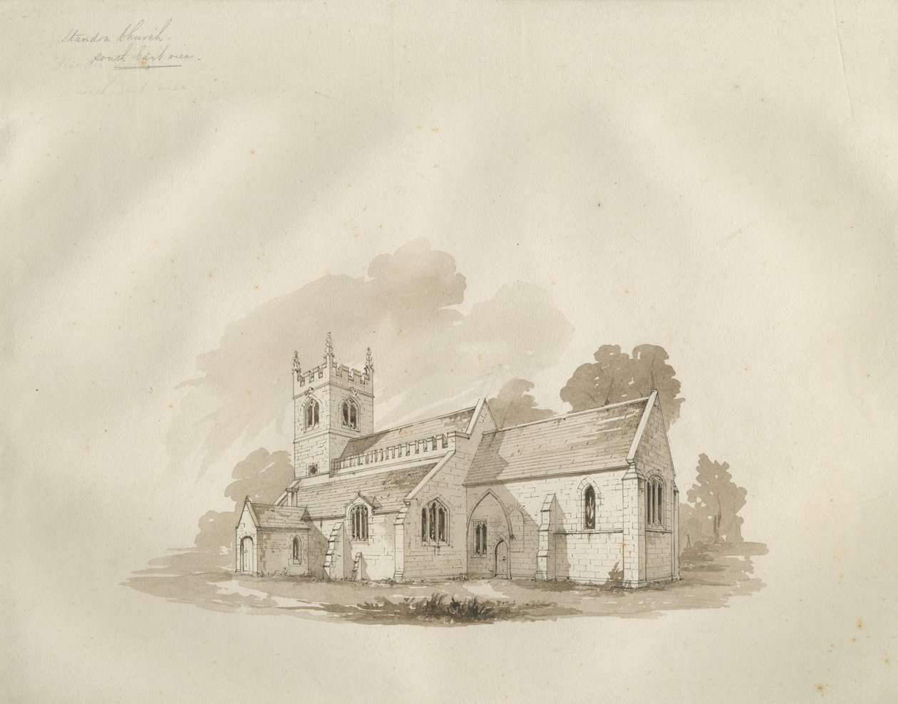 Standon Church: penn- og blekktegning, og [?midten av 1800-tallet] av Unbekannt