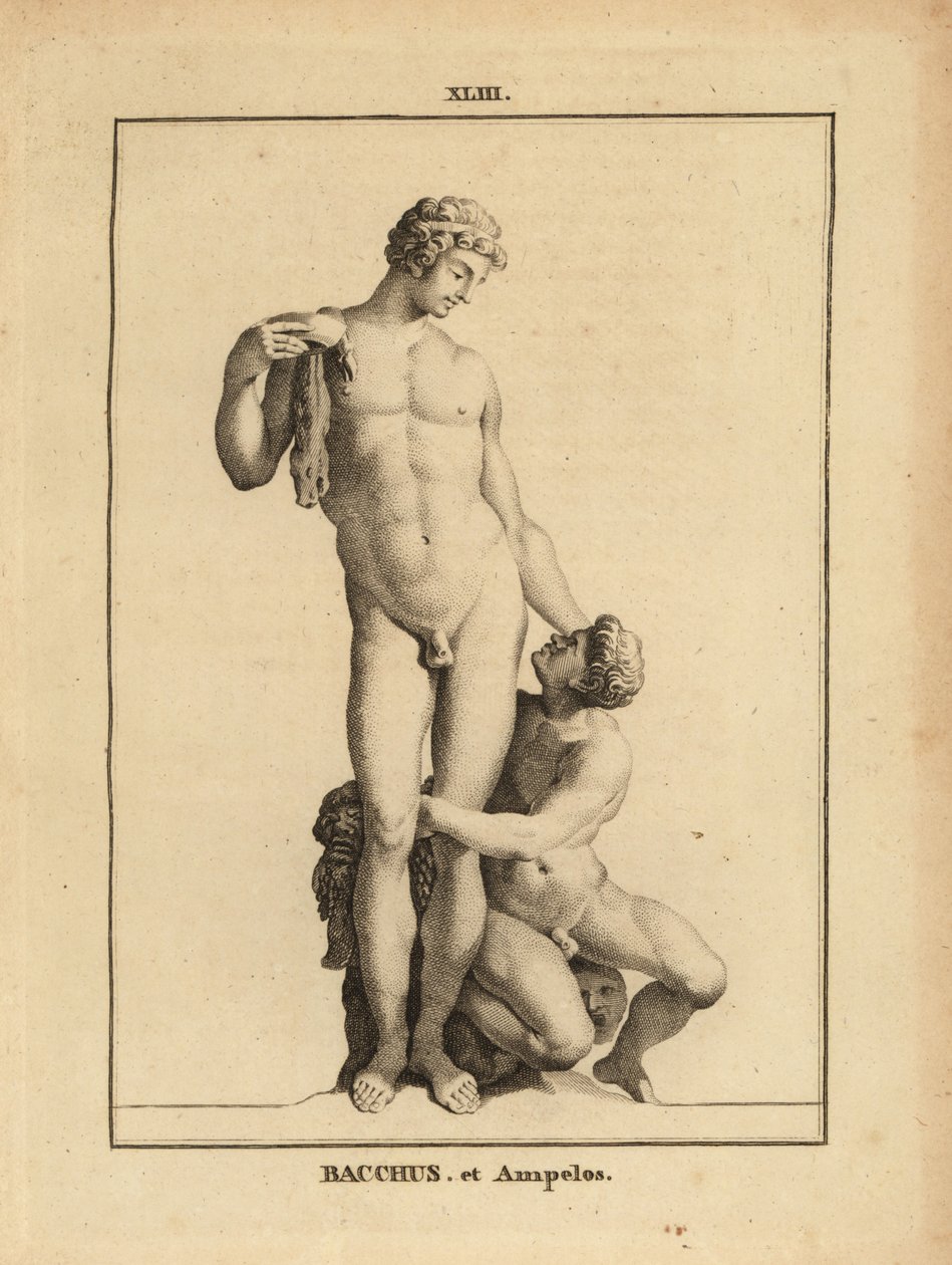 Statue av Bacchus, den romerske vinguden, og hans kjæreste, gutten Satyr Ampelus av Unbekannt