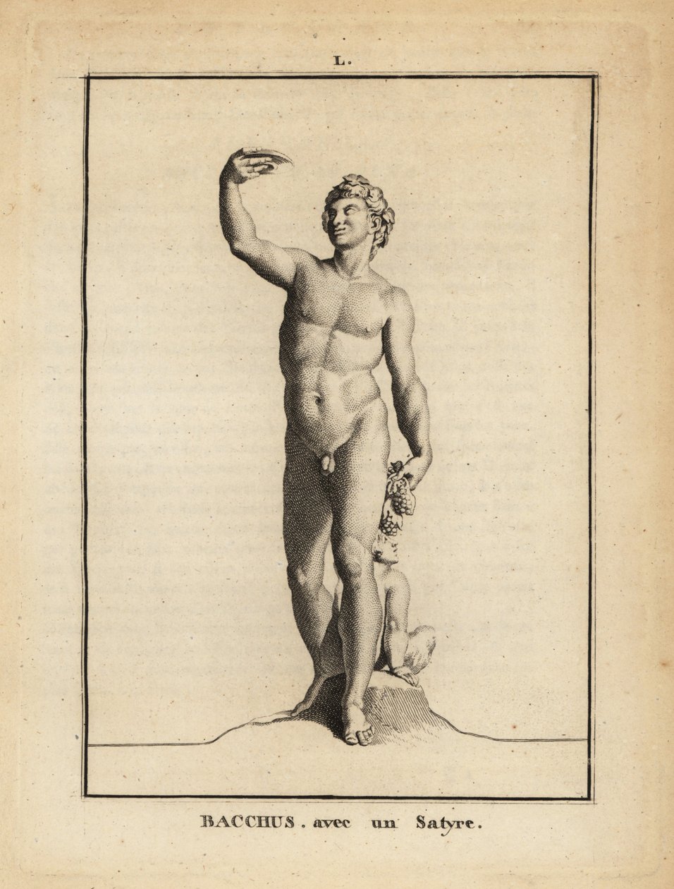 Statue av Bacchus, den romerske vinguden, naken med en satyr av Unbekannt
