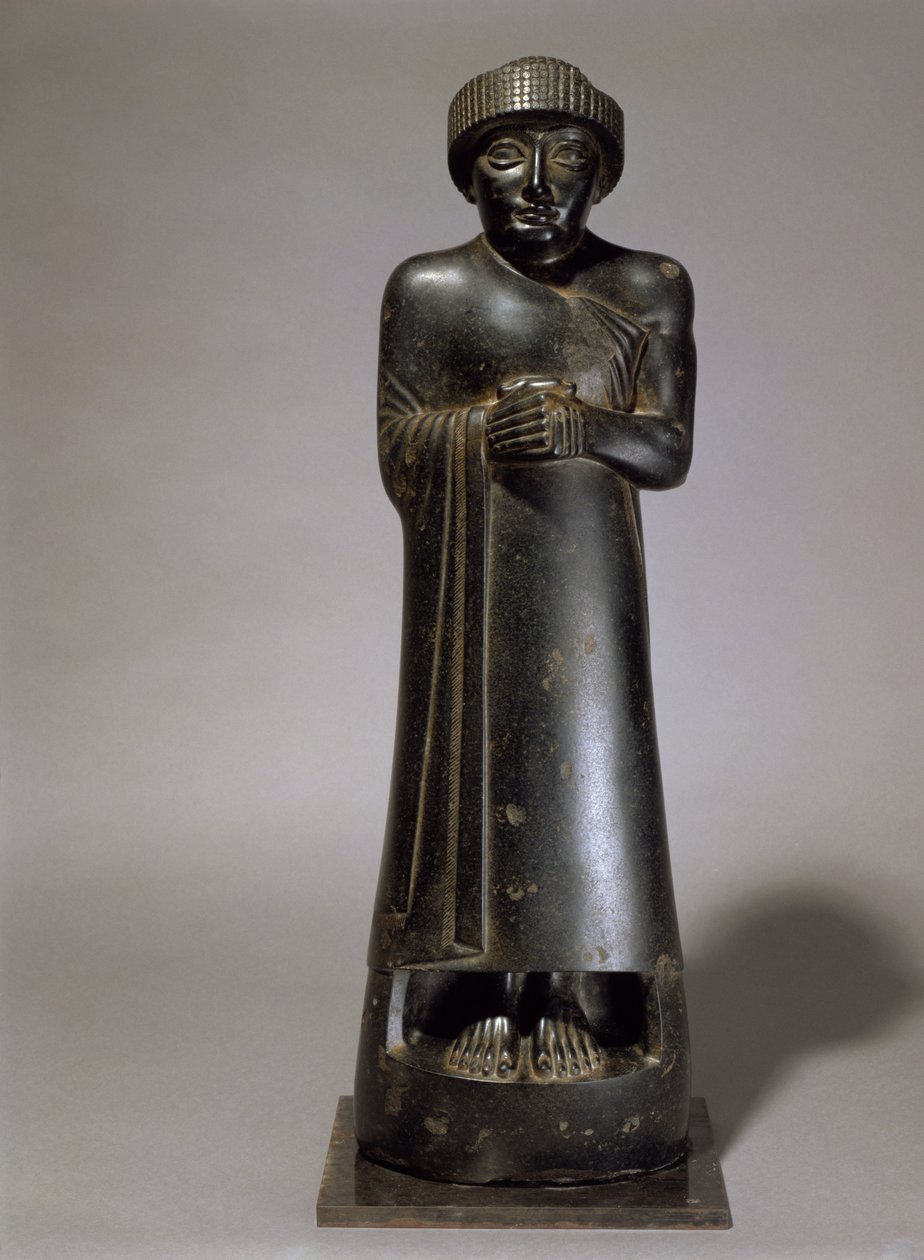 Statue av Gudea, Prince of Lagash, ny-sumerisk, fra Telloh, gamle Girsu, ca. 2130 f.Kr. (dioritt) av Unbekannt