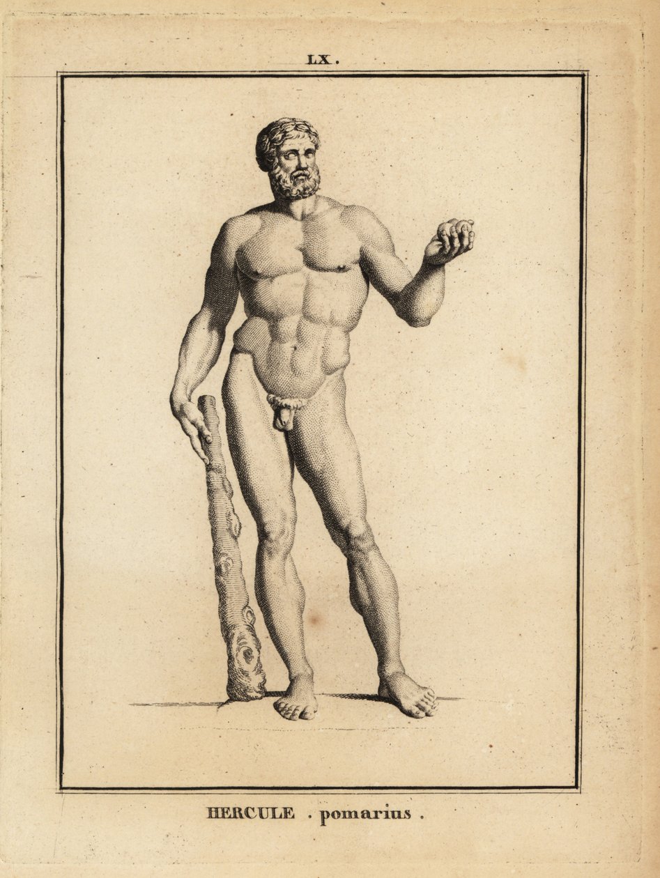 Statue av Hercules Pomarius, romersk helt og gud, med en stor klubbe av Unbekannt