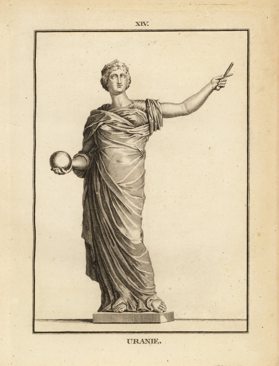 Statue av Urania, astronomimusen med jordklode og stav av Unbekannt
