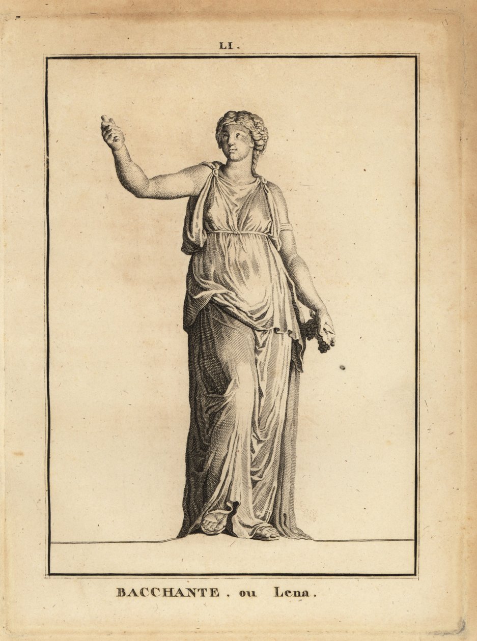 Statue av en Bacchante, tilhenger av den romerske vinguden Bacchus, med druer av Unbekannt