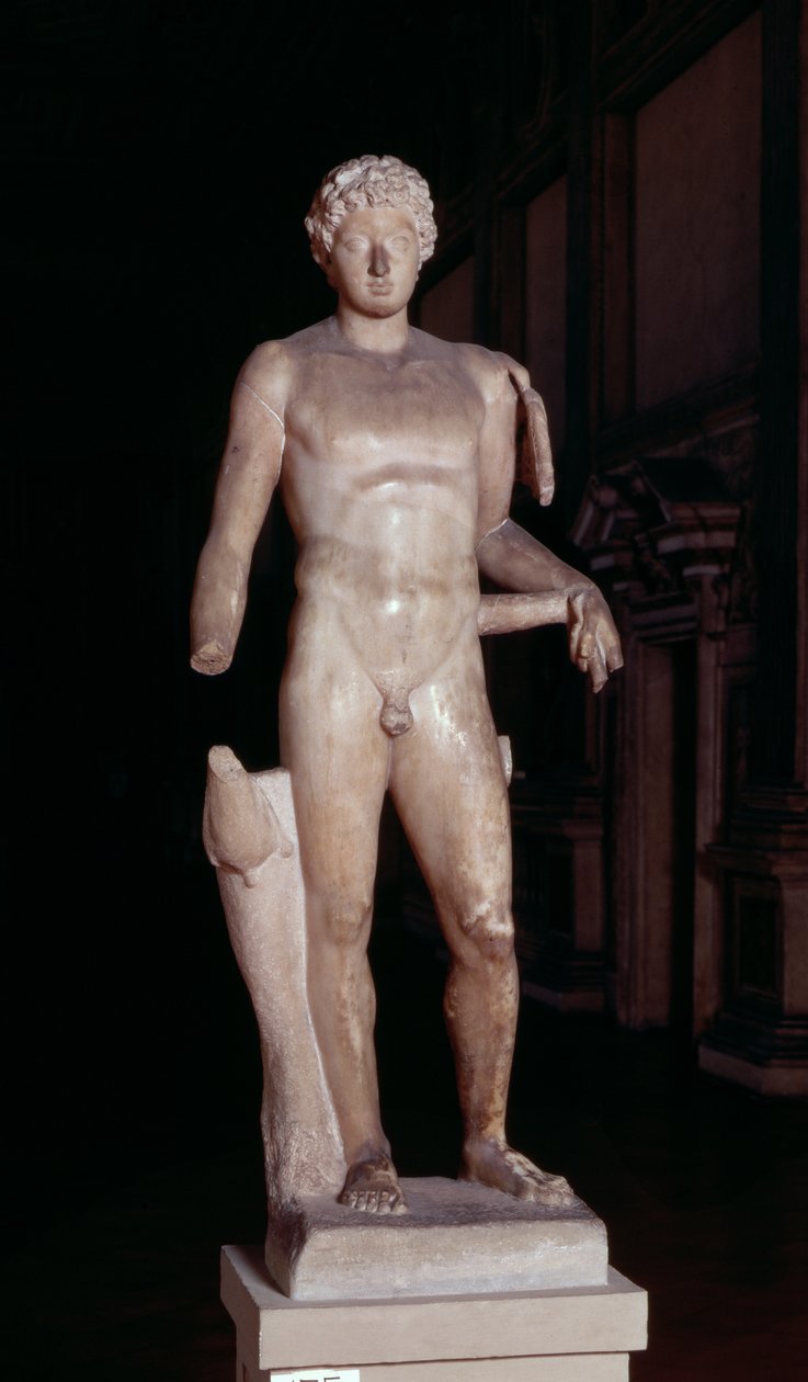 Statue av en ungdom med egenskapene til Merkur, romersk (marmor) av Unbekannt