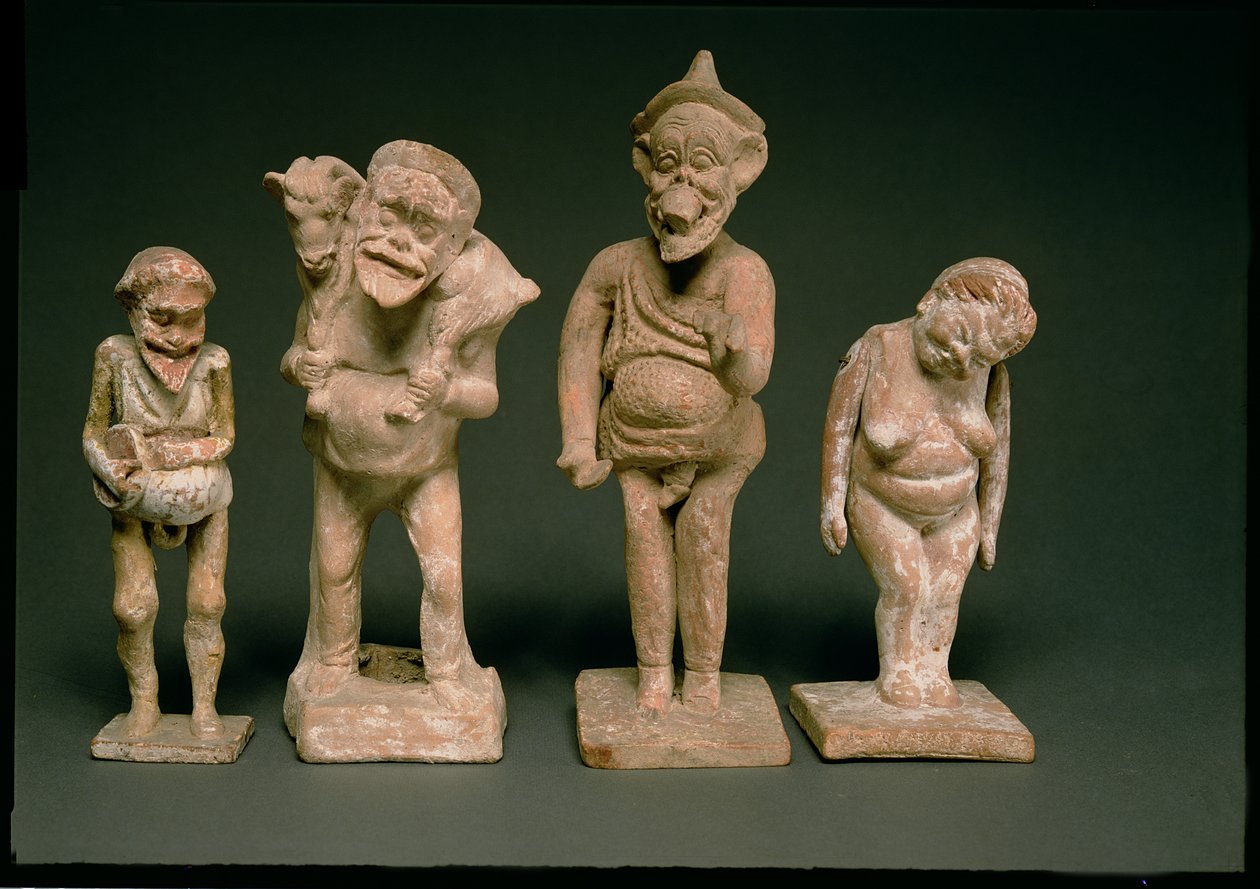 Statuetter av skuespillere og skuespillerinner, hellenistiske, ca. 325-50 f.Kr. (terrakotta) av Unbekannt