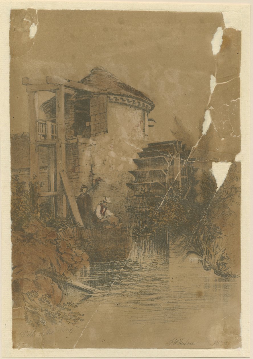 Stoke-upon-Trent - Boothen Mill: tonet litografi, 1839 av Unbekannt