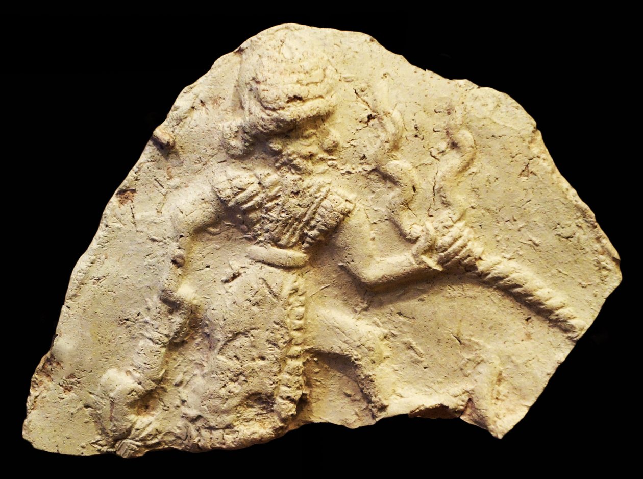 Nettbrett som viser stormguden Ishchali, Isun Larsa, Babylon, Mesopotamia, ca. 2000-1600 f.Kr. av Unbekannt