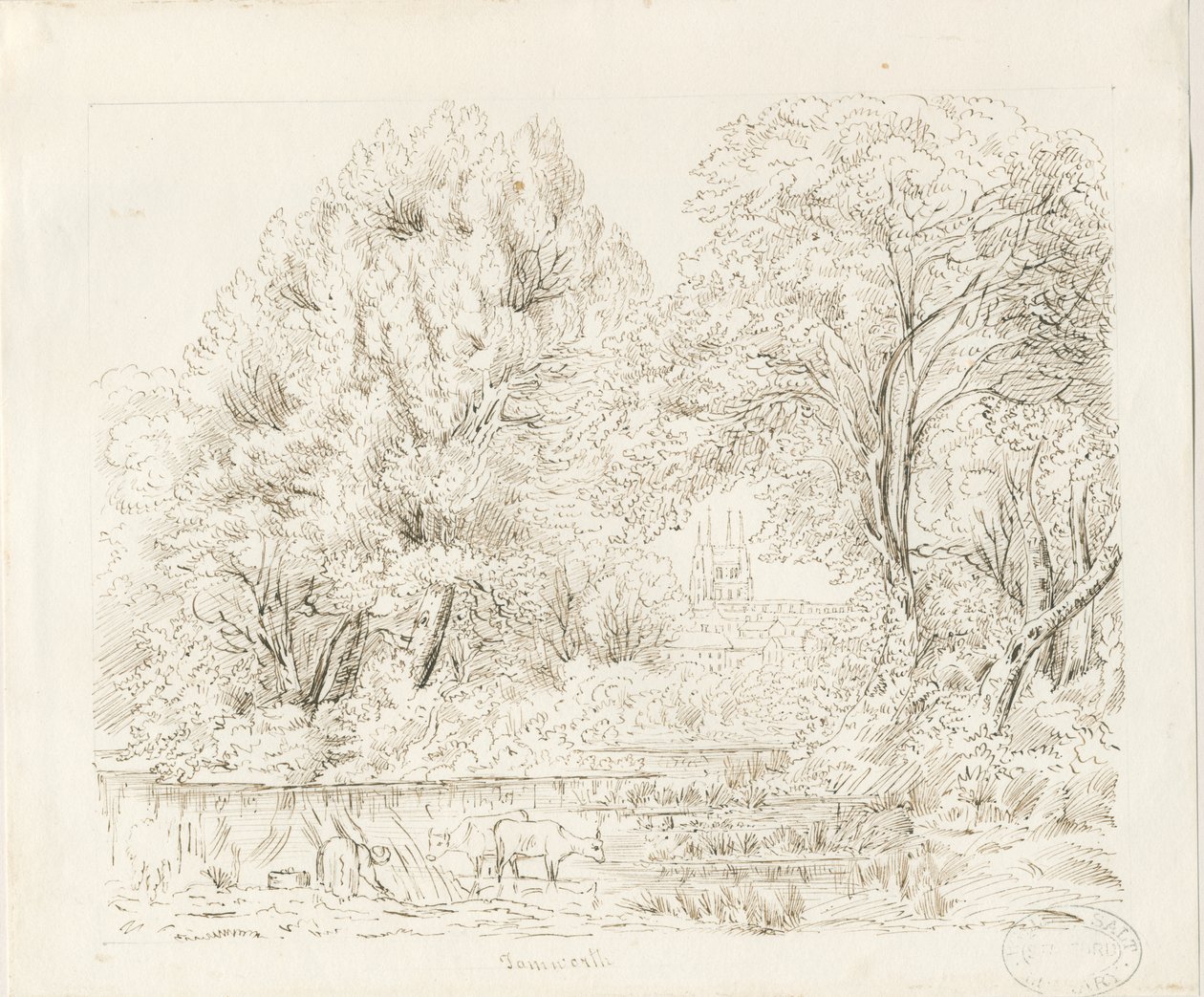 Tamworth - Rural View: blekktegning, og [1800-tallet] av Unbekannt