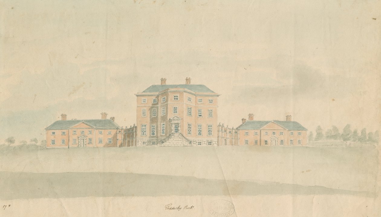 Teddesley Hall: akvarellmaling, og [slutten av 1700-tallet] av Unbekannt