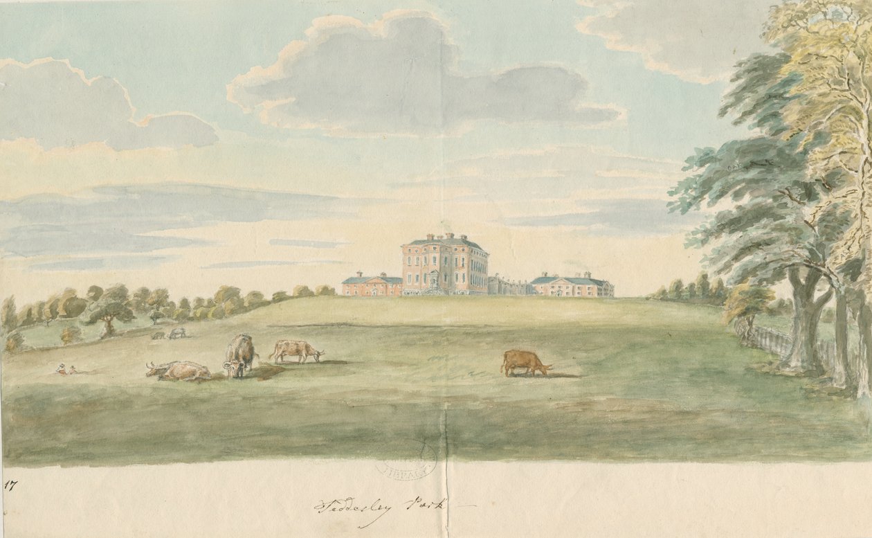 Teddesley Hall: akvarellmaling, og [slutten av 1700-tallet] av Unbekannt
