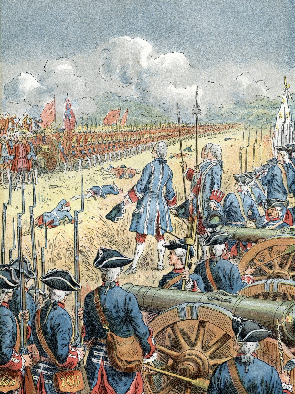 Slaget ved Fontenoy (1745): Grev Joseph d'Anterrocks svarer "Gentlemen les Anglais, skyt først" av Unbekannter Künstler