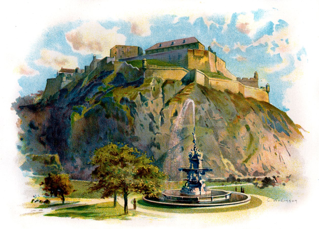 The Castle Rock, Edinburgh av Unbekannter Künstler