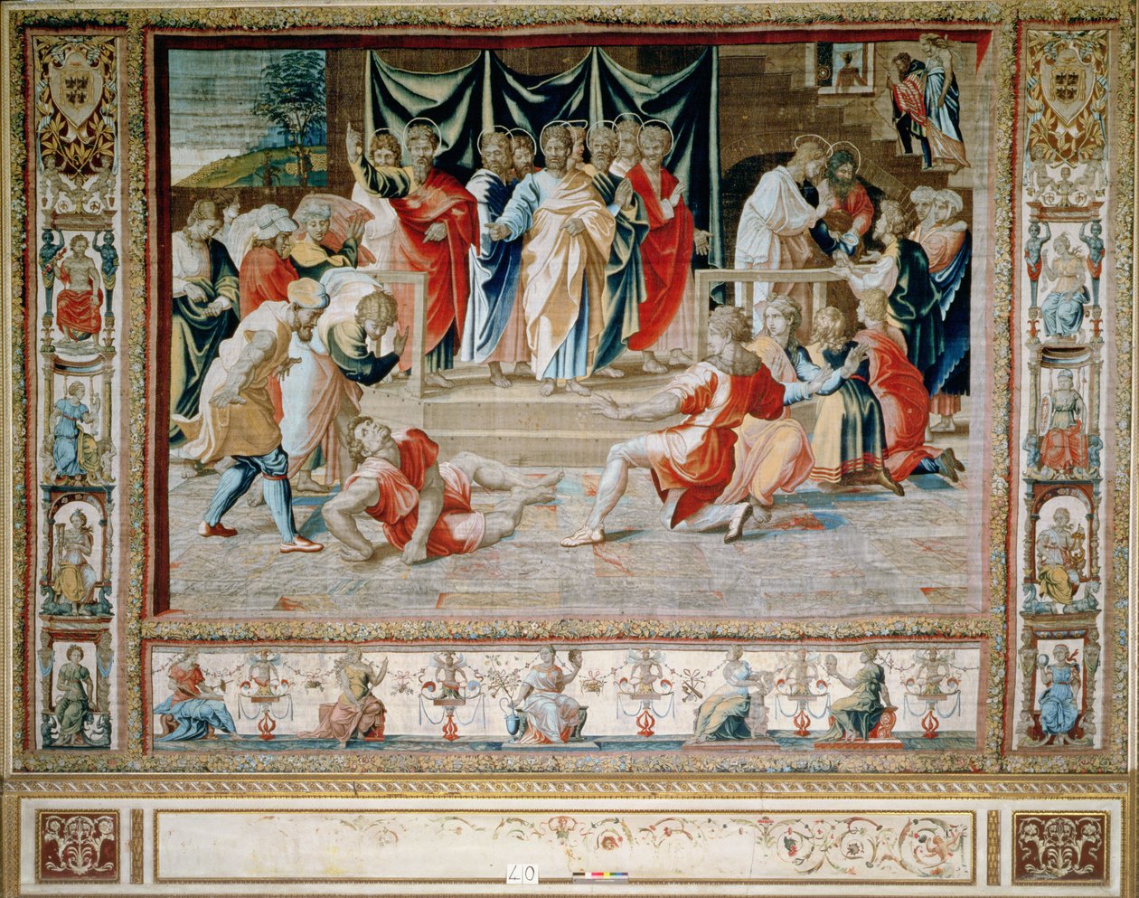 Anianus død fra Brussel-teppet, kopier av Raphaels Vatikanserie av Apostlenes gjerninger (teppe) av Unbekannt