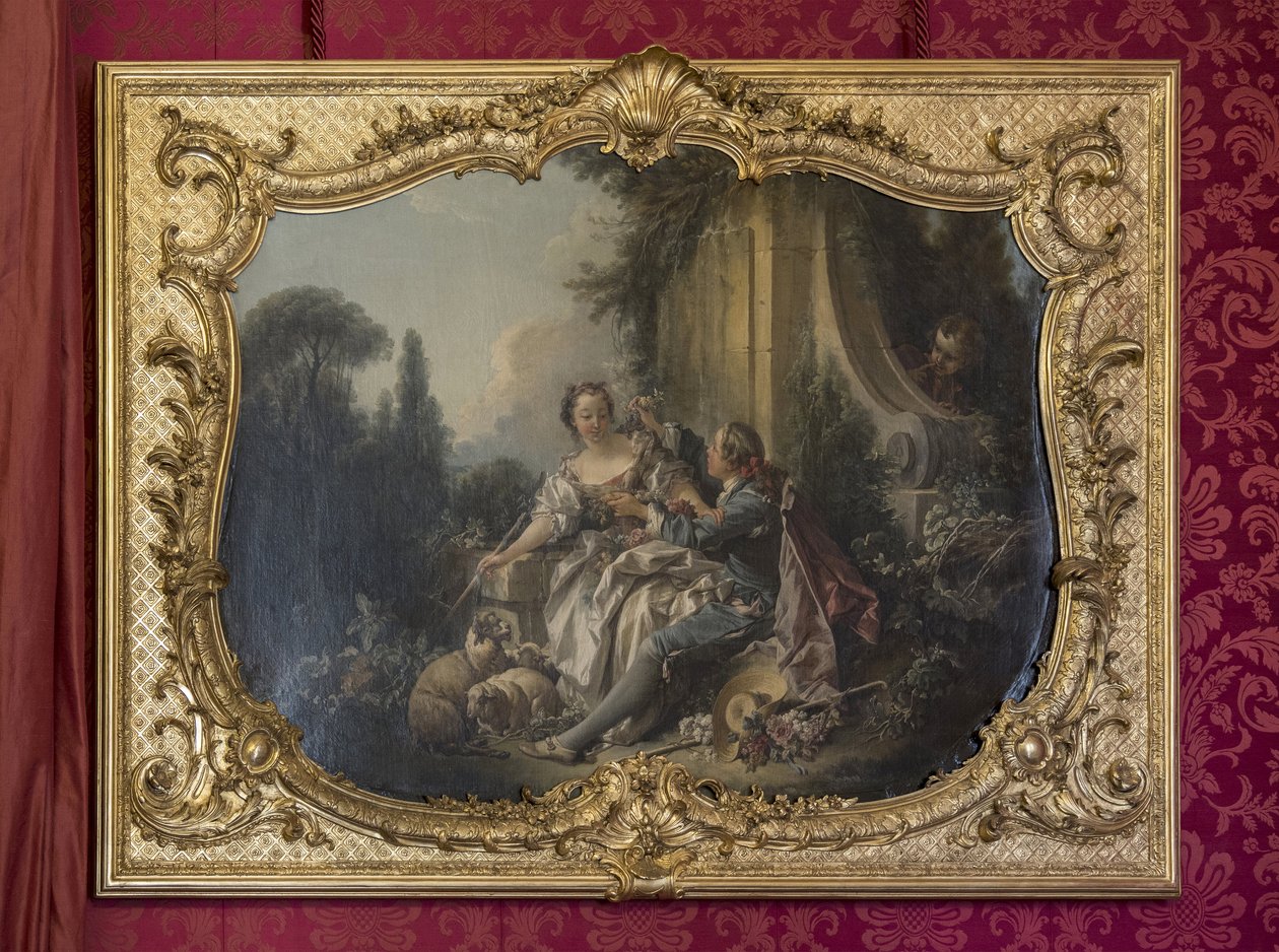 Den galante pastoren eller kransen. Maleri av Francois Boucher (1703-1770). Prinsessens parade eller paraderom. Hotel de Soubise, Paris av Unbekannt
