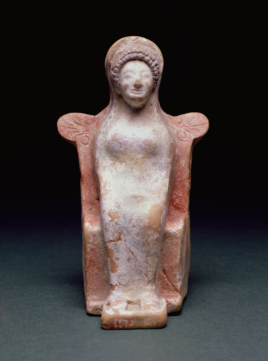 Gudinnen Athena, gresk, ca. 490 f.Kr. (terrakotta og pigment) av Unbekannt
