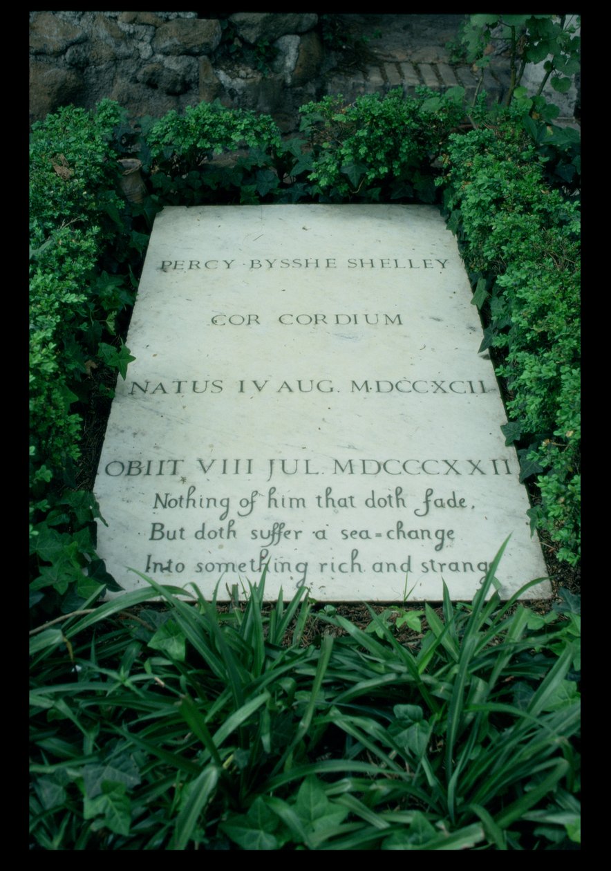 The Grave of Percy Bysshe Shelley (1792-1822) (s/hvitt-bilde) av Unbekannt