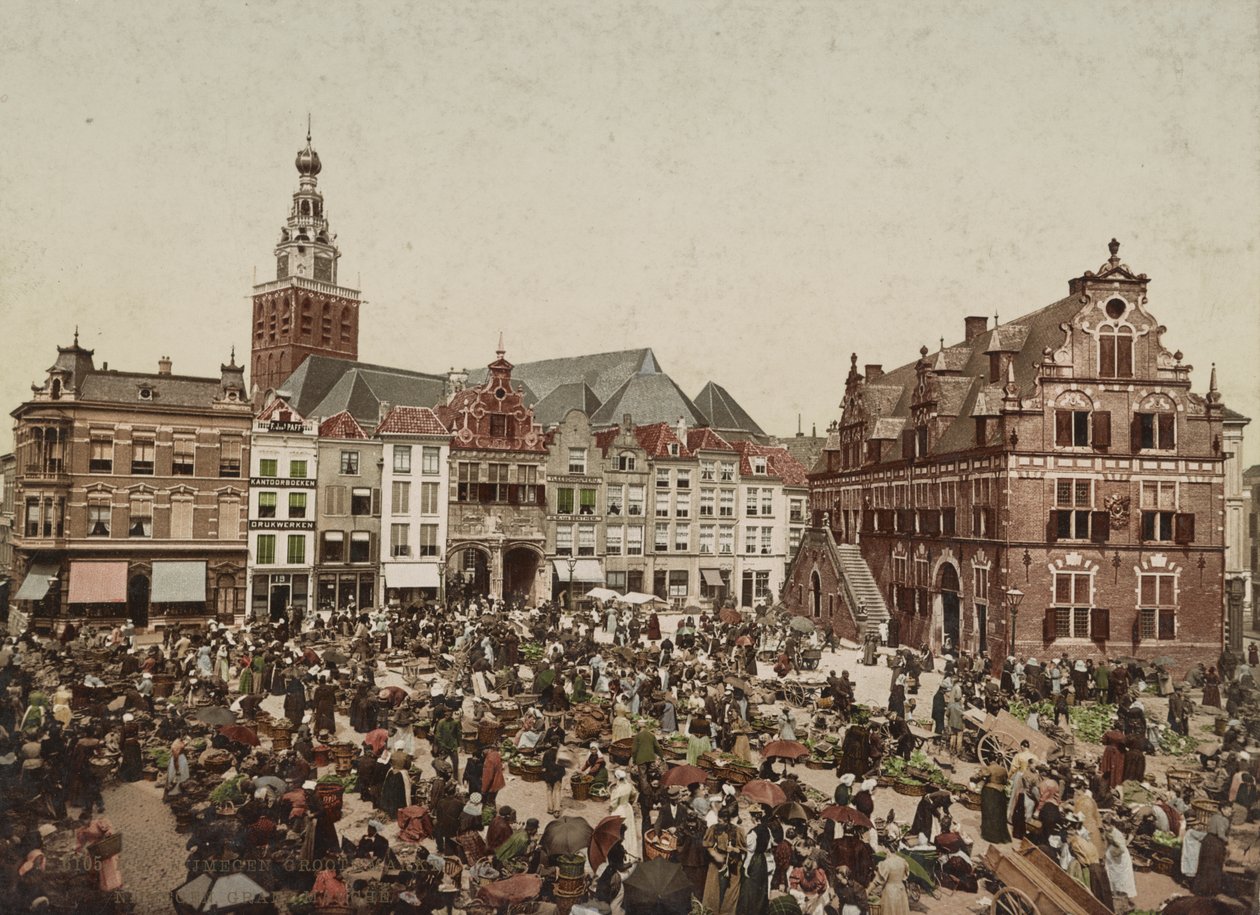Det store markedet, Nijmegen, ca. 1900 av Unbekannt