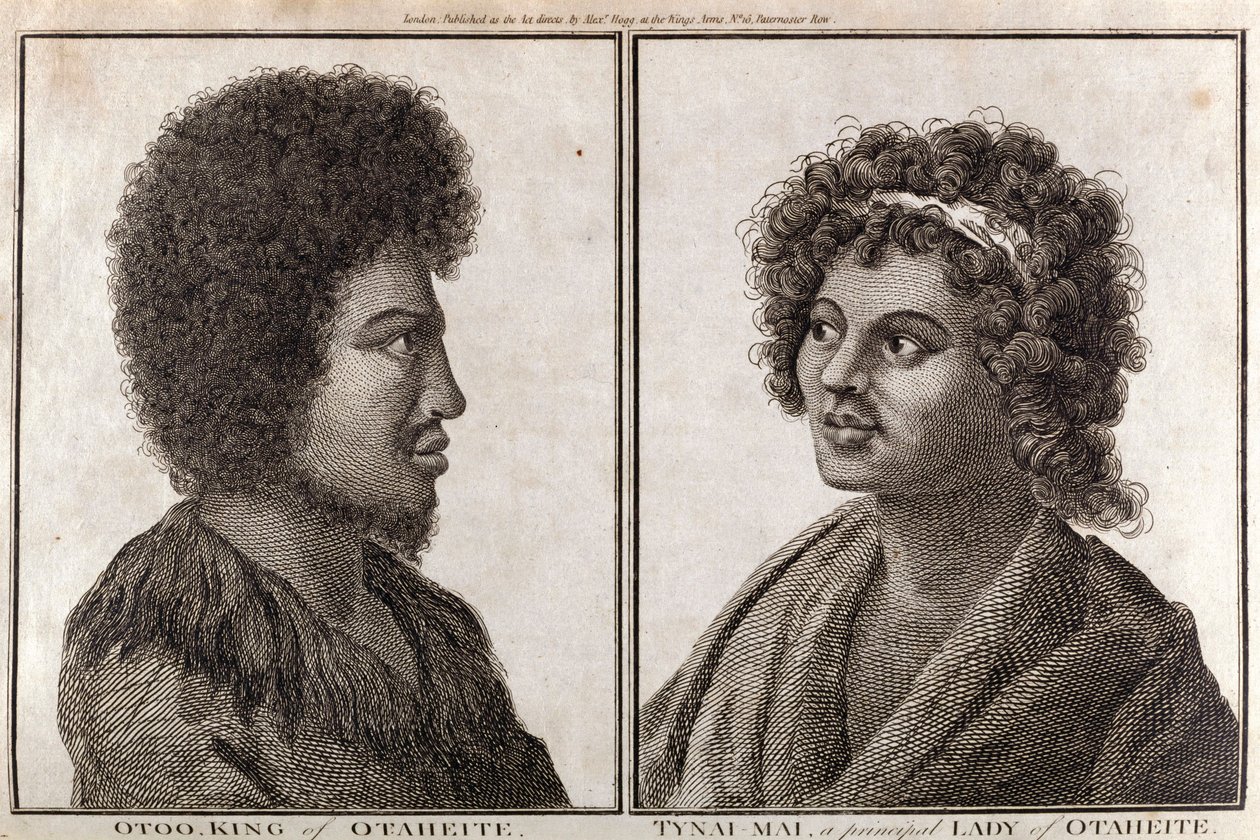 Kongen og en hoveddame av Tahiti, ca 1773 av Unbekannt