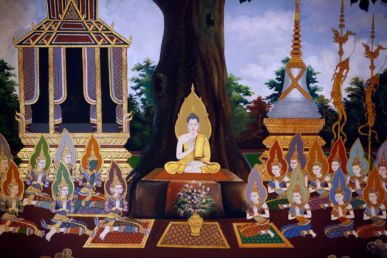 Buddhas liv, veggfreskomaleri, Wat Botum-tempelet, Phnom Penh, 2022 (bilde) av Unbekannter Künstler