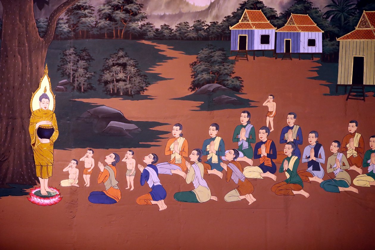 Buddhas liv, veggfreskomaleri, Wat Botum-tempelet, Phnom Penh, 2022 (bilde) av Unbekannter Künstler