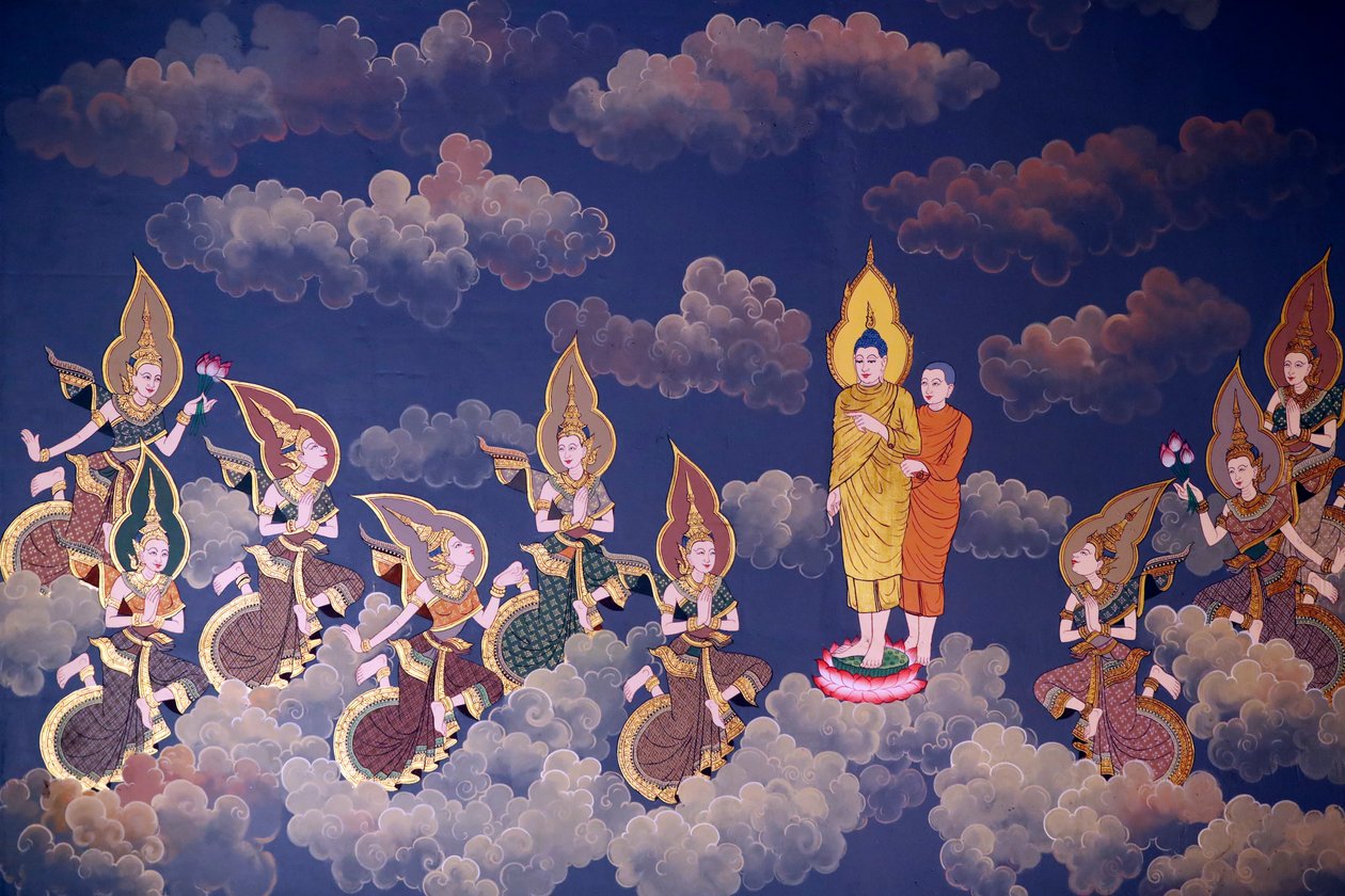 Buddhas liv, veggfreskomaleri, Wat Botum-tempelet, Phnom Penh, 2022 (bilde) av Unbekannter Künstler