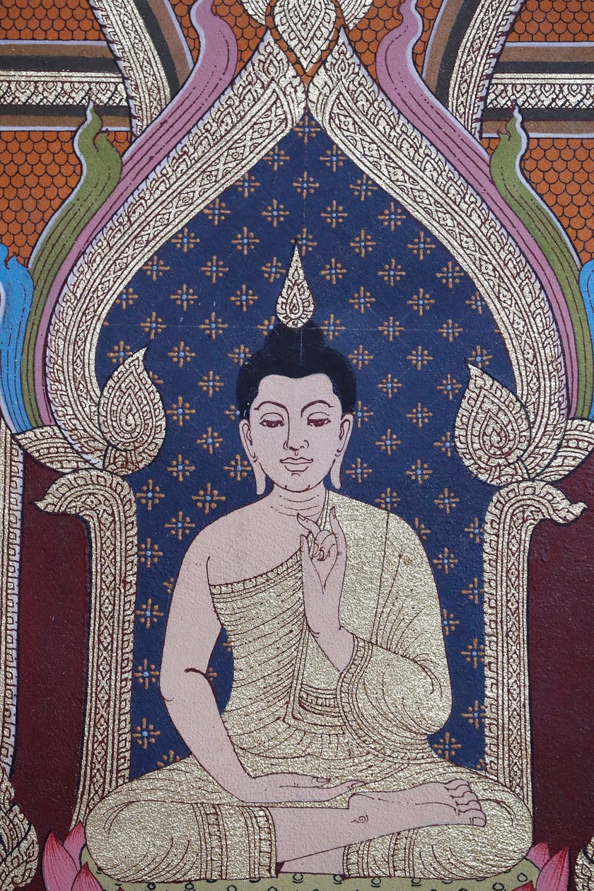Buddhas liv, veggfreskomaleri, Wat Maniratanaram kloster, Phnom Penh, 2022 (bilde) av Unbekannter Künstler