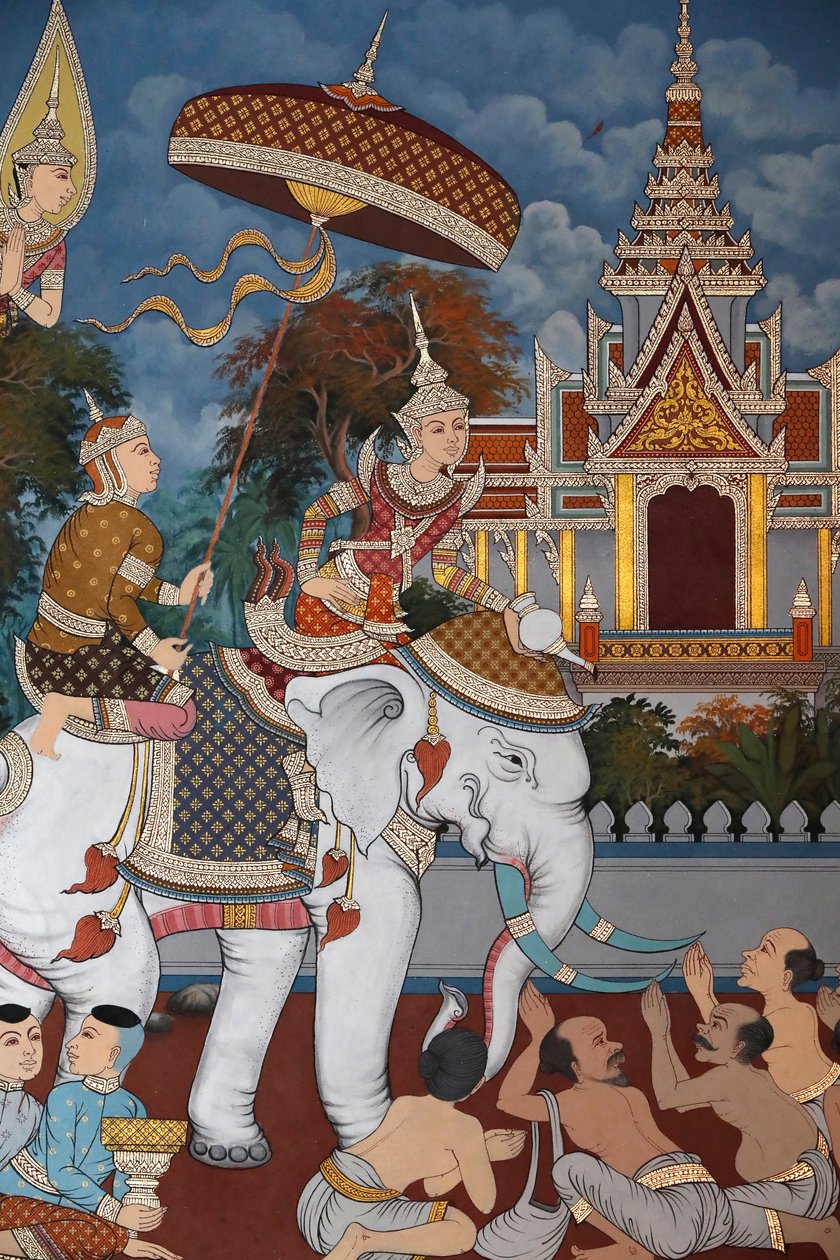 Buddhas liv, veggfreskomaleri, Wat Maniratanaram kloster, Phnom Penh, 2022 (bilde) av Unbekannter Künstler
