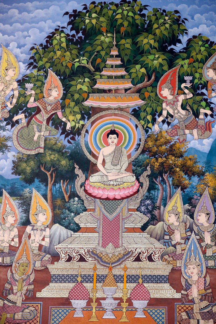 Buddhas liv, veggfreskomaleri, Wat Maniratanaram kloster, Phnom Penh, 2022 (bilde) av Unbekannter Künstler