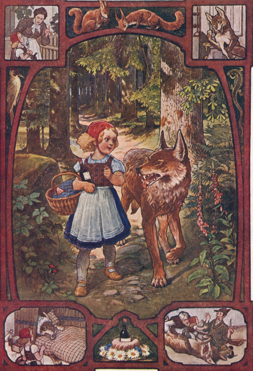 Den lille rødhetten, ca. 1910 (trykk) av Unbekannter Künstler