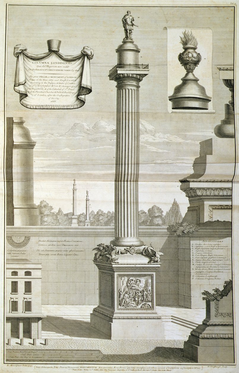 Monumentet designet av Christopher Wren av Unbekannt