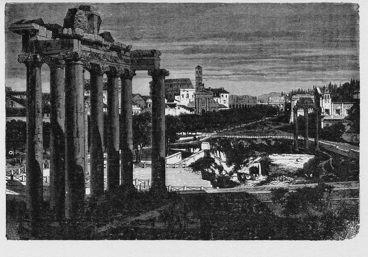 Forum Romanum omgitt av ruinene av flere viktige gamle regjeringsbygninger i sentrum av byen Roma. Innbyggerne i den gamle byen refererte til denne plassen, opprinnelig en markedsplass, som Forum Magnum, eller ganske enkelt Forum. av Unbekannt