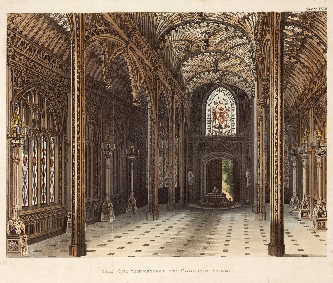 Vinterhagen ved Carlton House, Pall Mall, London, ca 1810 av Unbekannter Künstler