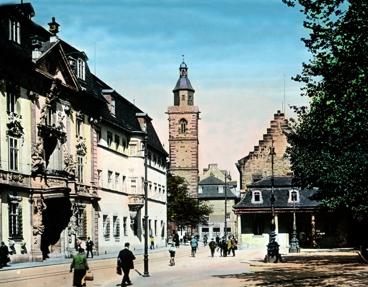 De historiske husene i byen Erfurt av Unbekannter Künstler