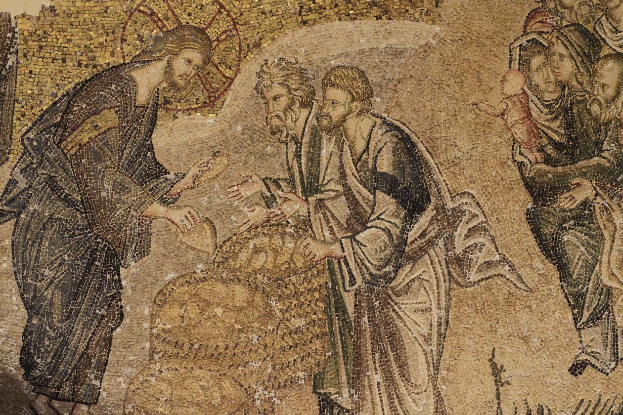 Multiplikasjonen av brød, Mosaikk, Chora kirkemuseum., Istanbul, Turquie av Unbekannt