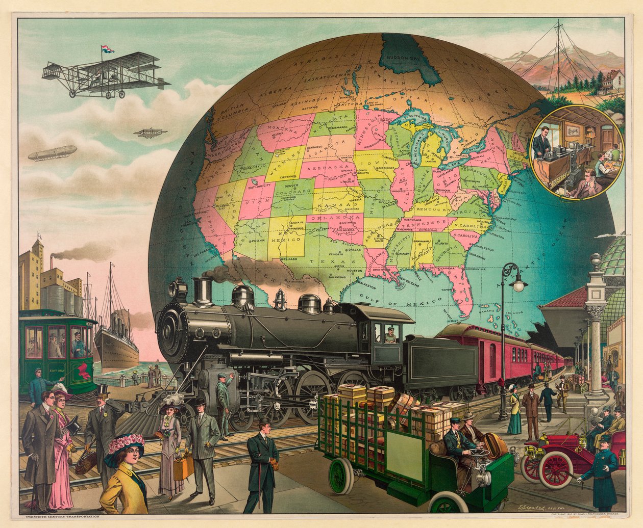 Transport fra 1910, USA, ca. 1910 (s/hvitt-bilde) av Unbekannt