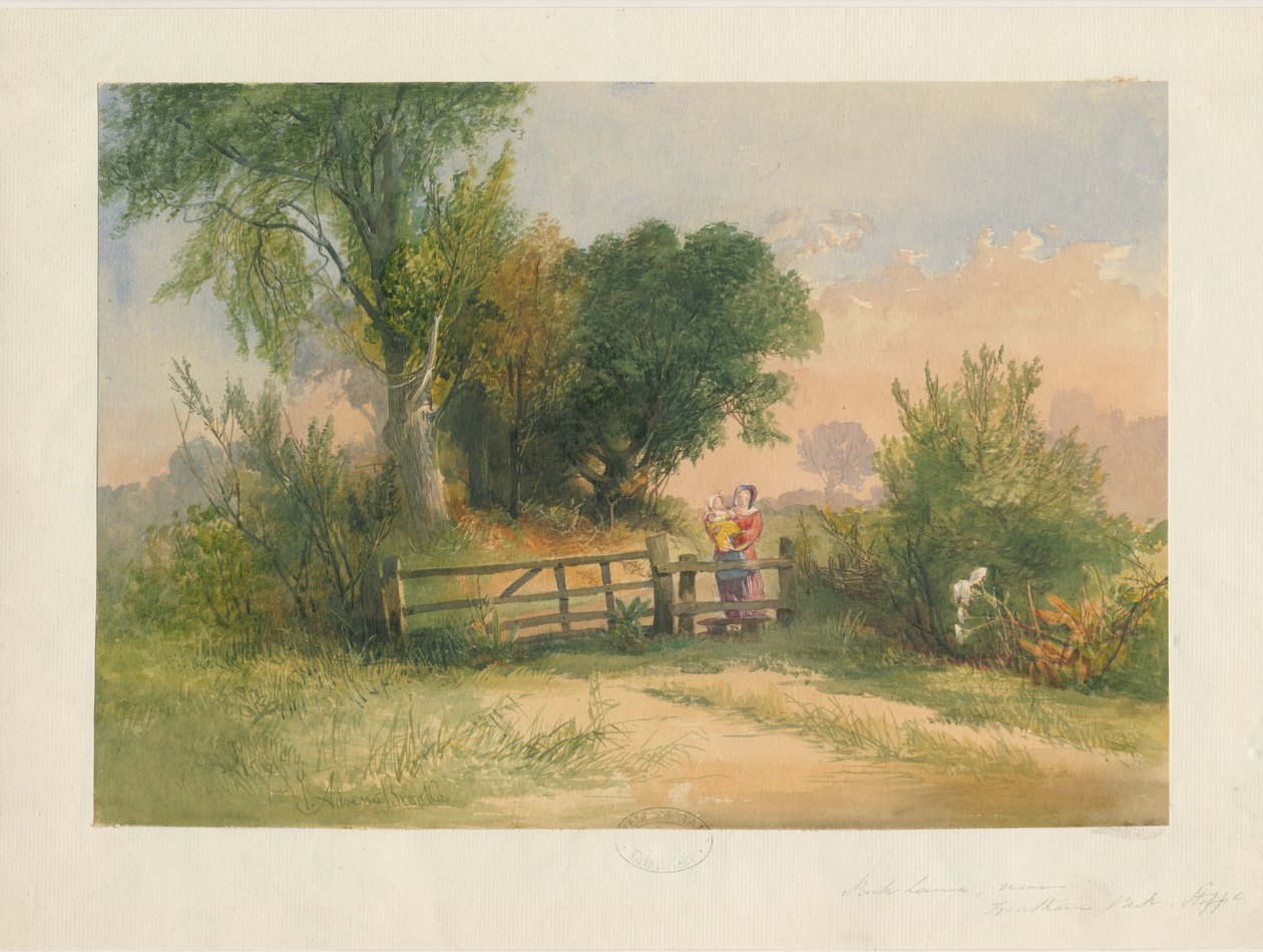 Trentham - Park Lane: akvarellmaleri, nd [? 1800-tallet] av Unbekannt