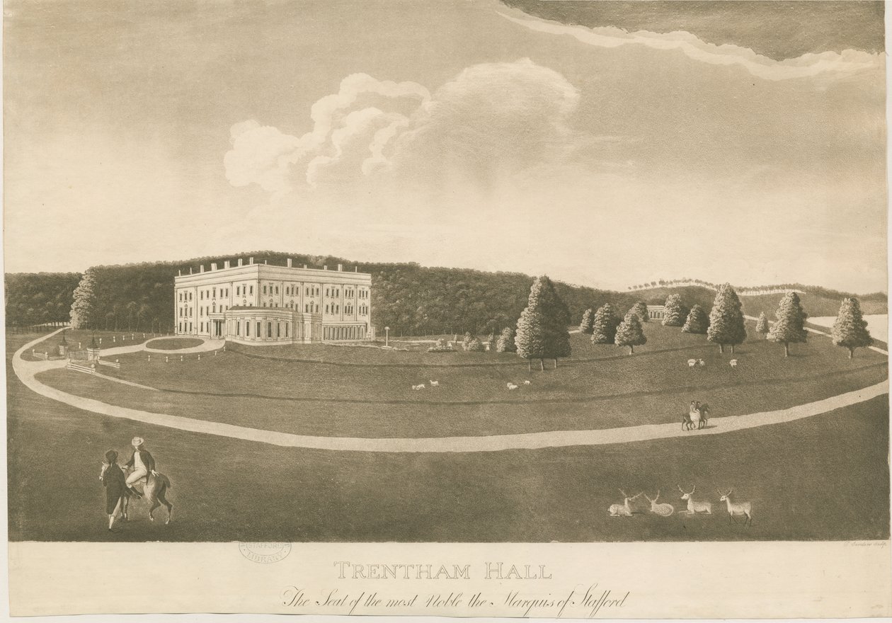 Trentham Hall: akvatintgravering av Unbekannt