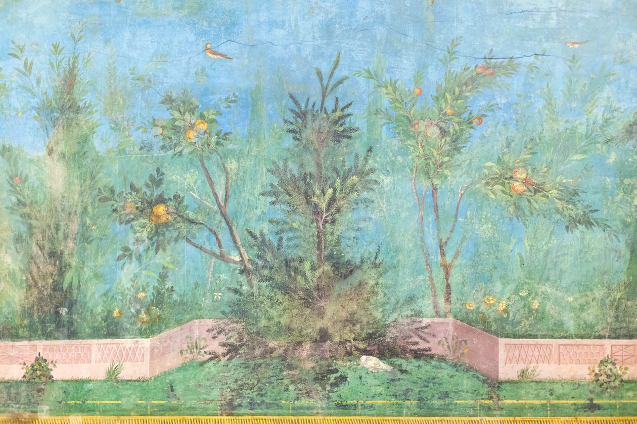 Triclinium av huset til Livia, freskomaleri, 20 - 10 f.Kr., Romas nasjonale museum (museo nazionale romano), Roma, Italia av Unbekannter Künstler