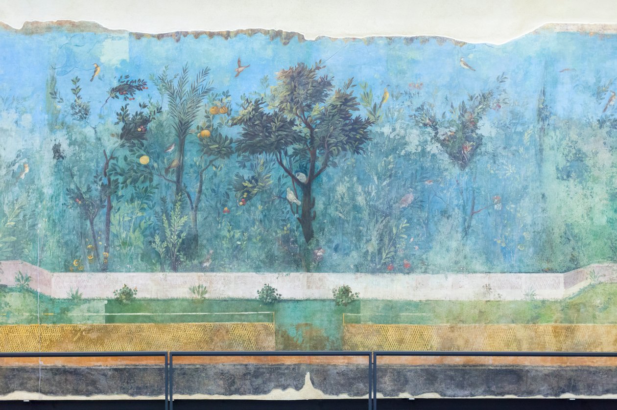 Triclinium av huset til Livia, freskomaleri, 20 - 10 f.Kr., Romas nasjonale museum (museo nazionale romano), Roma, Italia av Unbekannter Künstler