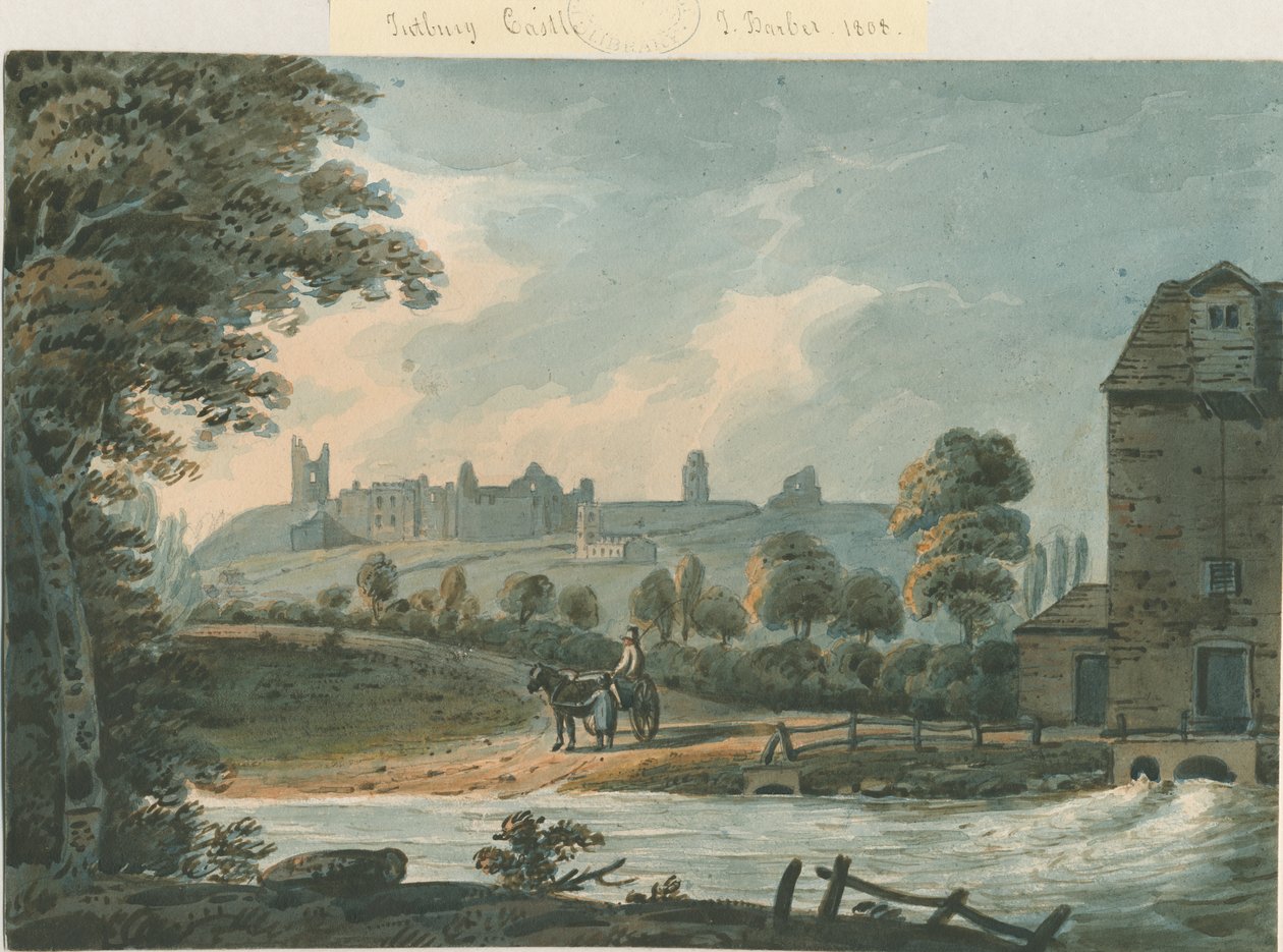 Tutbury Castle - South East View: vannfargemaleri, 1808 av Unbekannt