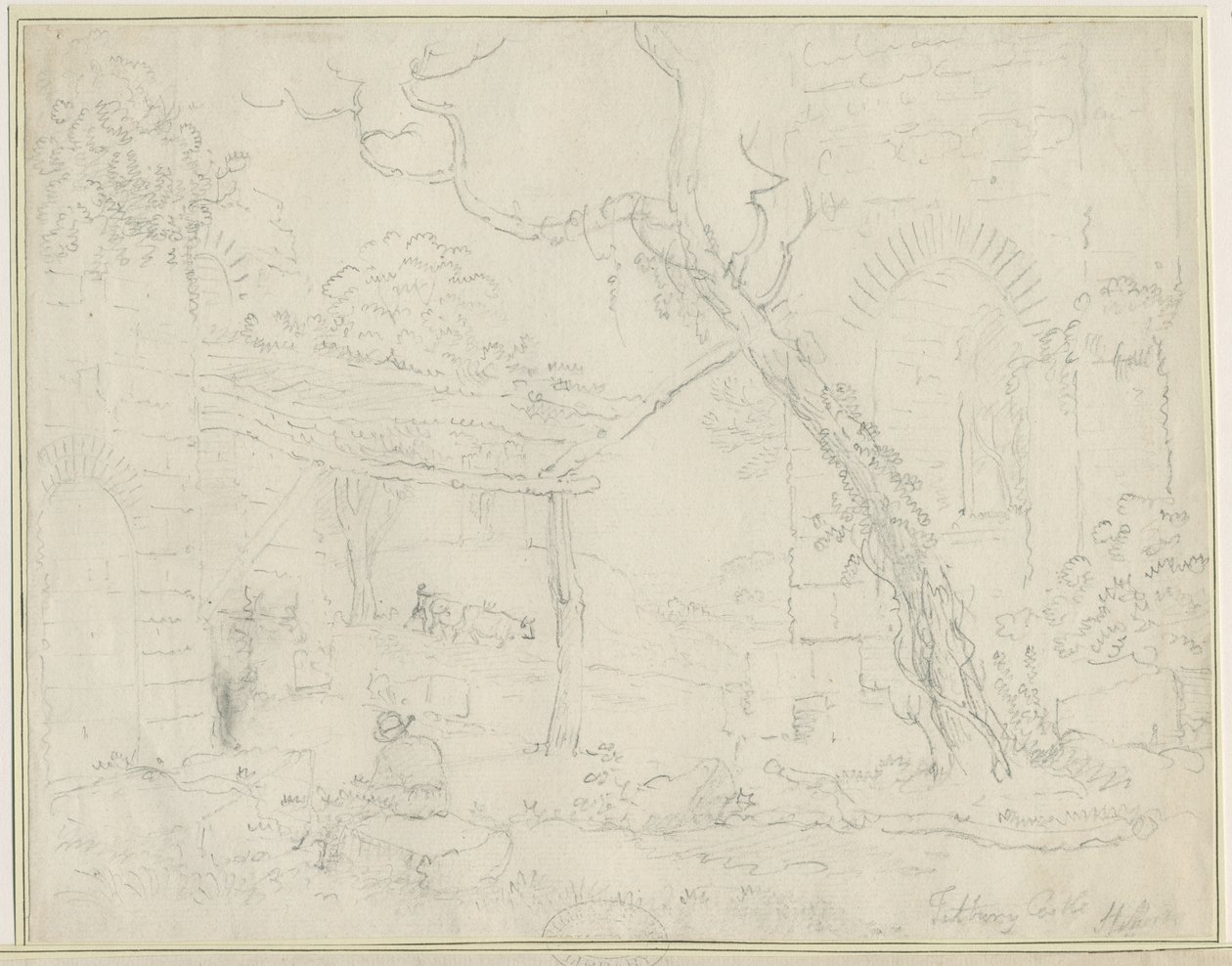 Tutbury Castle: blyanttegning, nd [?1800-tallet] av Unbekannt