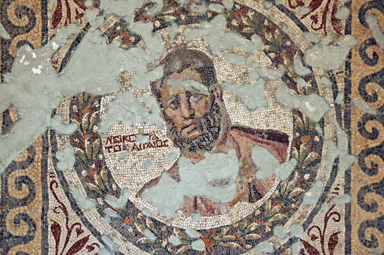 Two Athletes Mosaic, fra Samandagi, Tyrkia av Unbekannt