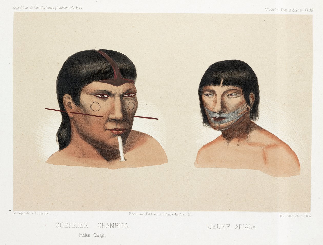 To søramerikanske indianere, ca 1843-1847 av Unbekannt
