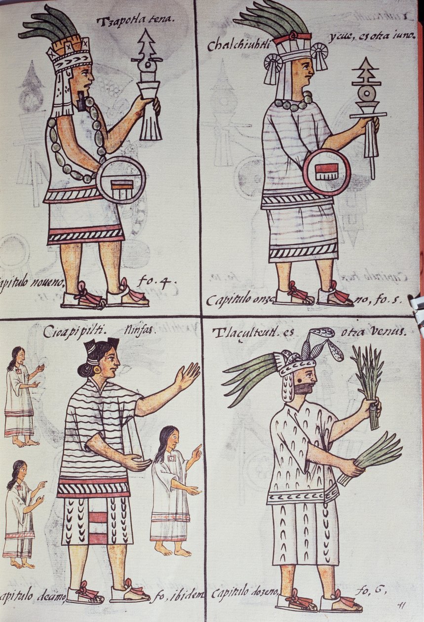 Tzapotlatena, Chalchiuhtlatonal, Cioapipitli og Tliltecuhtli, Florentine Codex, Tospråklig versjon på spansk og Nahuatl, Generell historie om tingene i New Spain, Aztec av William M. Timlin