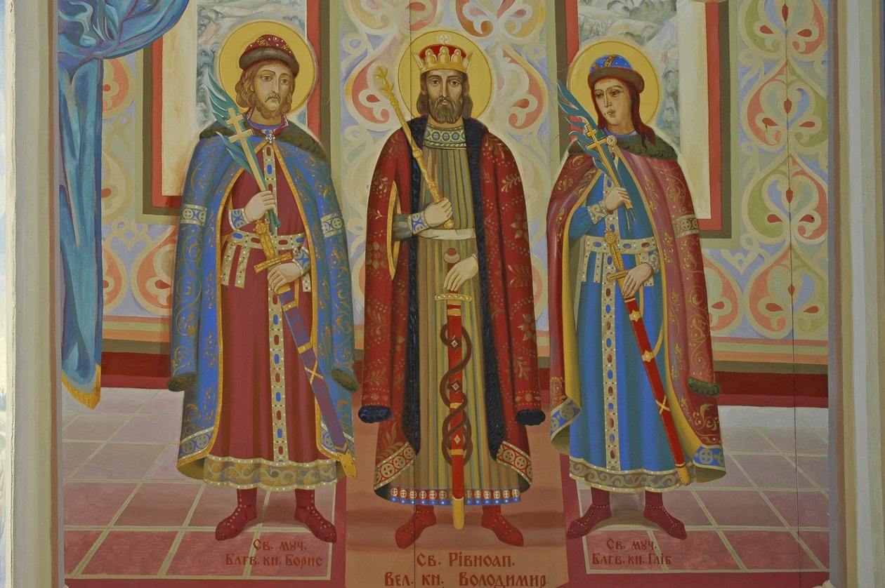 Ukraina, Kiev, St Michael's Orthodox Monastery (orig1108, rekonst. 2001), ekstern freskomaleri av Unbekannt